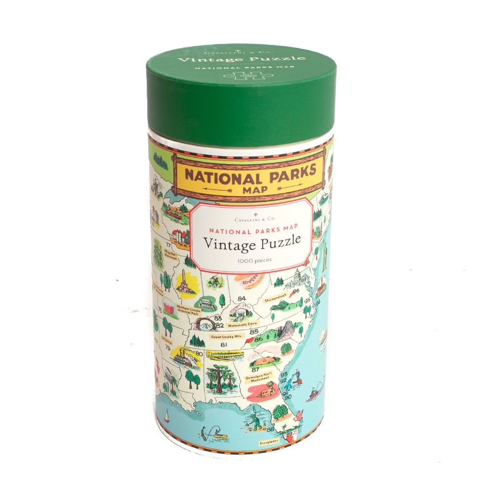 Cavallini, Puzzle, Gifts, 1000 Piece, Jigsaw, National Parks Map, 438277